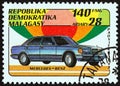 MADAGASCAR - CIRCA 1993: A stamp printed in Madagascar from the `Automobiles` issue shows Mercedes-Benz, circa 1993. Royalty Free Stock Photo