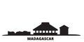 Madagascar city skyline isolated vector illustration. Madagascar travel black cityscape