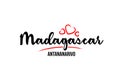 Madagascar country with red love heart and its capital Antananarivo creative typography logo design