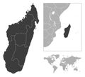 Madagascar - detailed country outline and location on world map.