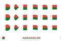 Madagascar flag set, simple flags of Madagascar with three different effects Royalty Free Stock Photo