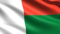 Madagascar flag, with waving fabric texture