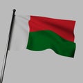 The flag of Madagascar waves in the wind. 3d rendering, isolated image. Royalty Free Stock Photo