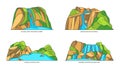 Madagascar landscapes or African vector icon set