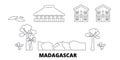 Madagascar line travel skyline set. Madagascar outline city vector illustration, symbol, travel sights, landmarks.