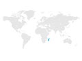Madagascar marked by blue in grey World political map. Vector illustration