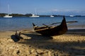 Madagascar nosy be rock stone branch yacht boat Royalty Free Stock Photo