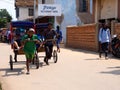 In Ansirabe, rickshaw pullers take children to school and people to work. November 09.2022