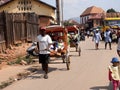 : In Ansirabe, rickshaw pullers take children to school and people to work. November 09.2022