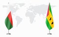 Madagascar and Sao Tome and Principe flags for official meeti