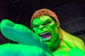 Madame Tussauds The Incredible Hulk. Green Skinned Fictional Superhero. Angry Face and Pointing the Finger. Royalty Free Stock Photo