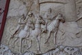 The Madara Rider is an early medieval large rock relief-Bulgaria-UNESCO World Heritage Site-Detail from wall art in the City Palac Royalty Free Stock Photo