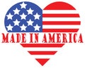 Made in America Heart Shaped Flag with Clipping Path around Red and Blue Illustration on White Royalty Free Stock Photo