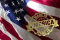 Made in America on the Red white and blue of the American flag Royalty Free Stock Photo