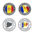 Made in Andorra - set of labels, stamps, badges, with the Andorra map and flag. Best quality. Original product.