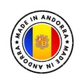 Made in Andorra text emblem badge, concept background