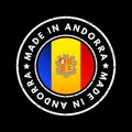 Made in Andorra text emblem badge, concept background