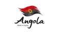 Made in Angola handwritten flag ribbon typography lettering logo label banner