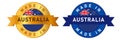 Made in Australia label stamp for product manufactured by Australian company seal golden ribbon and flag