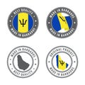 Made in Barbados - set of labels, stamps, badges, with the Barbados map and flag. Best quality. Original product.