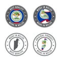 Made in Belize - set of labels, stamps, badges, with the Belize map and flag. Best quality. Original product.