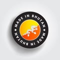 Made in Bhutan text emblem badge, concept background Royalty Free Stock Photo