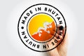 Made in Bhutan text emblem stamp, concept background Royalty Free Stock Photo