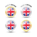 Made in Britain UK - Round labels with flags