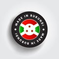 Made in Burundi text emblem badge, concept background