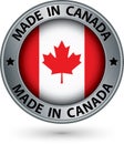 Made in Canada silver label with flag, vector illustration Royalty Free Stock Photo