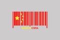 Made in China. Barcode in the form of the flag of China. Isolated on a gray background