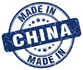 Made in China blue grunge stamp