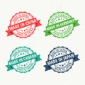 Made in china, germany, canada, and japan rubber stamps set