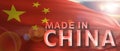 Made in China text on chinese flag texture background. 3d illustration Royalty Free Stock Photo