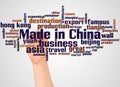 Made in China word cloud and hand with marker concept Royalty Free Stock Photo