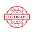 Made in Colorado label icon with red color emblem on the white background