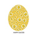 Made of colorful Easter white egg. Daisies Happy Easter greeting card