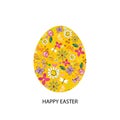 Made of colorful Easter yellow egg. Colorful Happy Easter greeting card