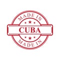 Made in Cuba label icon with red color emblem on the white background