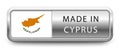 MADE IN CYPRUS metallic badge with national flag isolated on a white background.