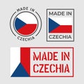 made in Czech Republic labels set, Czechia product emblem