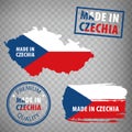 Made in Czechia rubber stamps icon isolated on transparent background. Manufactured or Produced in Czechia.  Map of  Czech Republi Royalty Free Stock Photo