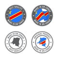 Made in Democratic Republic of the Congo - set of labels, stamps, badges, with the DR Congo map and flag. Best quality