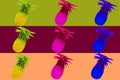 Colourful Pineapples Isolated On Multicolor Background