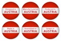 Made, designed in Austria, flag stickers, vector illustration