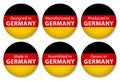 Made, designed in Germany, flag stickers, vector illustration
