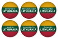 Made, designed in Lithuania, flag stickers, vector illustration