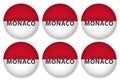 Made, designed in Monaco, flag stickers, vector illustration