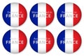 Made, designed in France, flag stickers, vector illustration