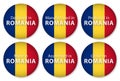 Made, designed in Romania, flag stickers, vector illustration